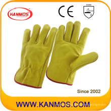 Amarillo de vaca de grano de cuero de seguridad industrial guantes de trabajo (12202)